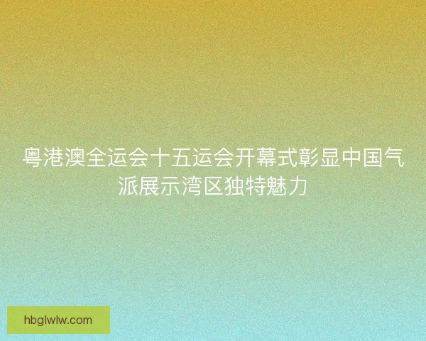 粤港澳全运会十五运会开幕式彰显中国气派展示湾区独特魅力